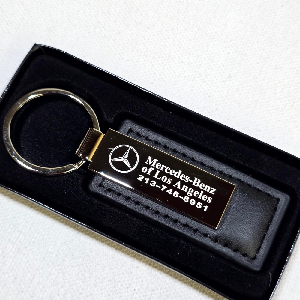 Mercedes-Benz Keychain Luxury Black Silver Los Angeles Dealership Fob Boxed